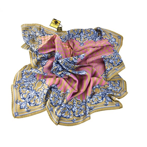 FENDI: Multicolor, FF Logo & Paisley Silk Scarf by